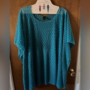 Chic Teal Lace Swim Coverup or Poncho